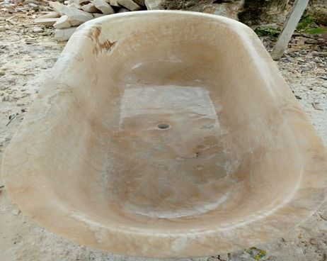 Sleek Rectangular Marble Soaking Tub - A Perfect Oasis