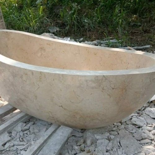 Elegant Oval Marble Bathtub - Nature's Touch for Your Bathroom